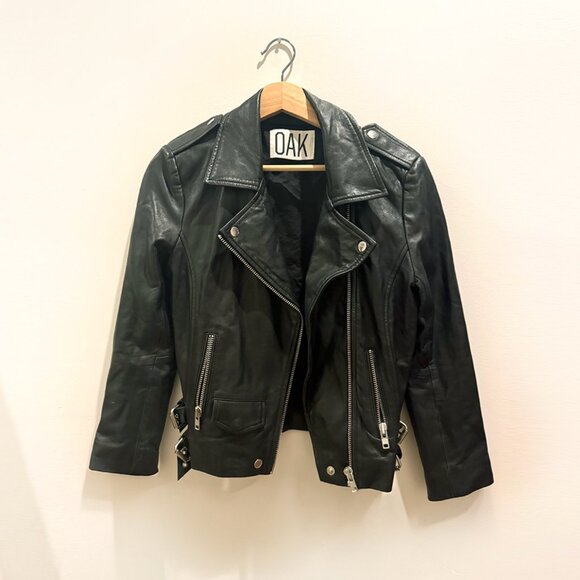 OAK NYC Buttery Soft Black Leather Moto – Premium Designer Biker Jacket - Picture 1 of 6